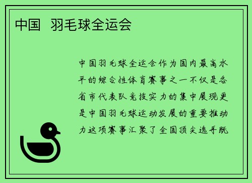 中国  羽毛球全运会